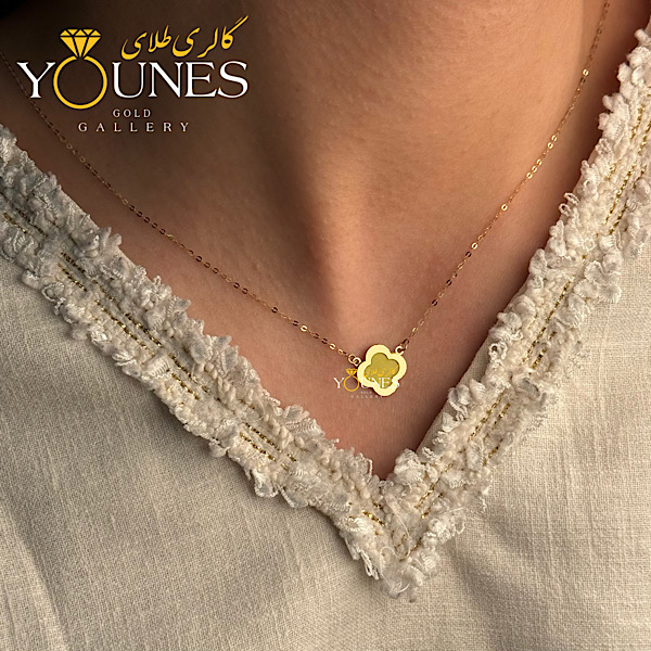 گردنبند میناکاری ونکلیف زرد طلا